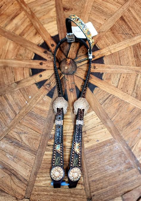 Rockin Wilson Custom Headstall Louis Vuitton with Sunflower .